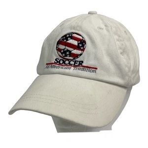 Soccer Ball Hat An American Tradition White Embroidered 100% Cotton Sporty
